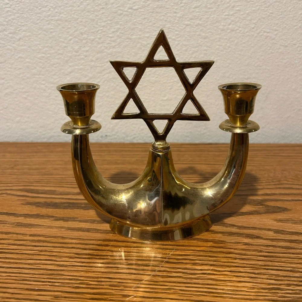 Brass Star of David Candle Holder